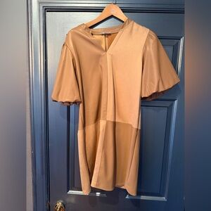 THML Camel Panel Short Sleeve Dress